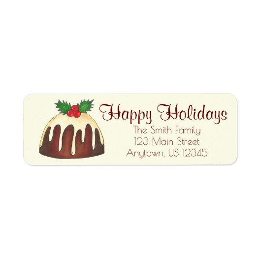 prettige feestdagen Plum Pudding Adresetiketten Etiket (Voorkant)