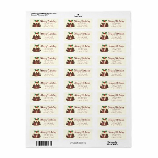 prettige feestdagen Plum Pudding Adresetiketten Etiket (Full Sheet)
