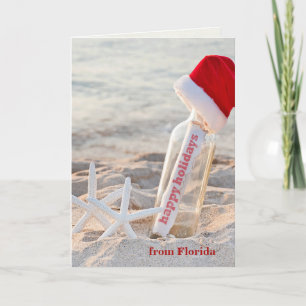 Prettige feestdagen (plural:) bericht in een fles kaart