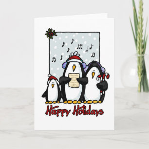 prettige feestdagen (plural:) pinguïnen kaart