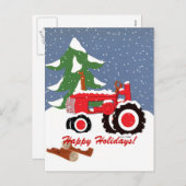 Prettige feestdagen (plural:)! Rode Tractor (Voorkant / Achterkant)