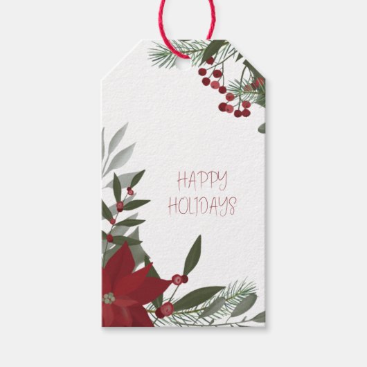 prettige feestdagen Poinsettia Gift Labels Cadeaulabel (Voorkant)
