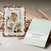 Prettige feestdagen Poinsettia Greenery Pattern Feestdagenkaart