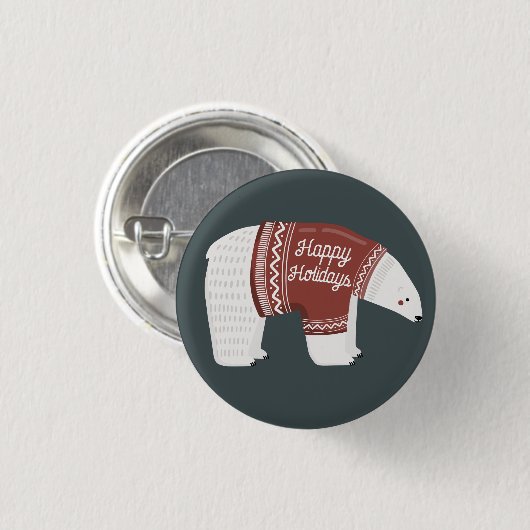 prettige feestdagen Polar Beer Button (Voorkant /achterkant)