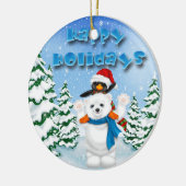 prettige feestdagen Polar Beer Penguin Round Ornam Keramisch Ornament (Links)