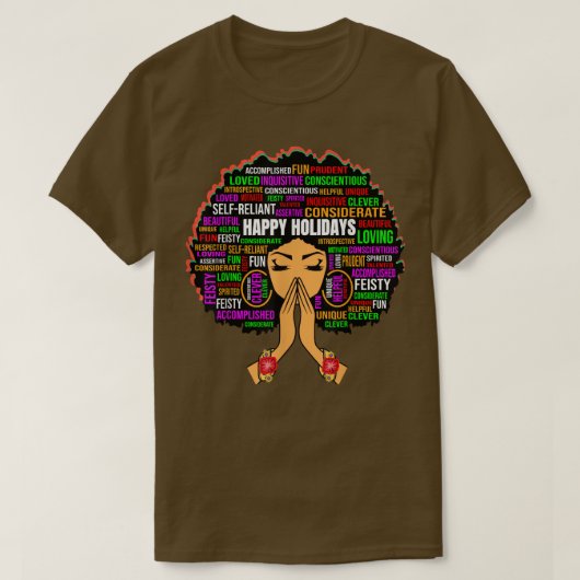 prettige feestdagen Praying Melanin Queen Black Si T-shirt (Design voorkant)
