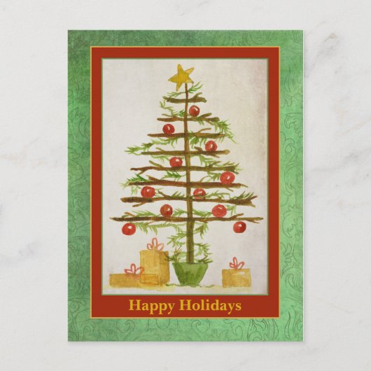 Prettige feestdagen primitieve kerstboom briefkaart (Voorkant)