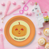 Prettige feestdagen Pumpkin Face Papieren Bordje (Feest)