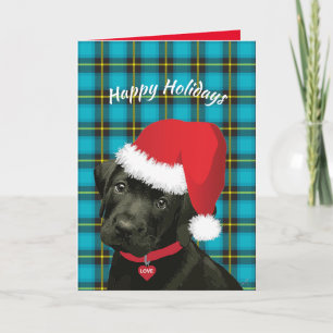 Prettige feestdagen Puppy Santa Hoed Feestelijk Kaart