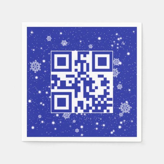Prettige feestdagen QR-code op sneeuwvlokken Servet (Voorkant)