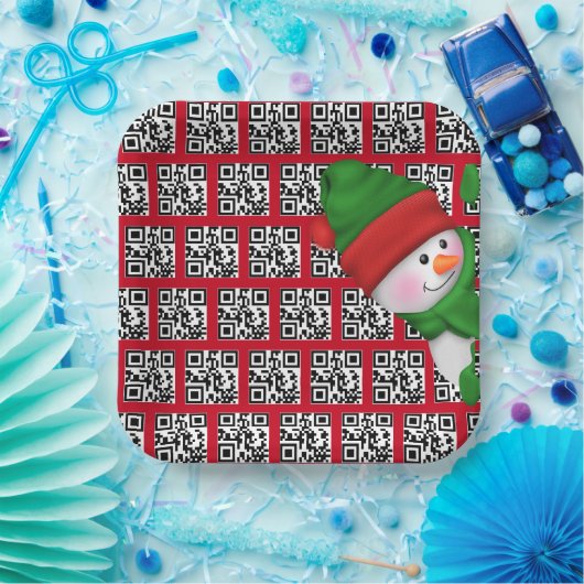 prettige feestdagen QR-codes met Snowman Papieren Bordje (Feest)