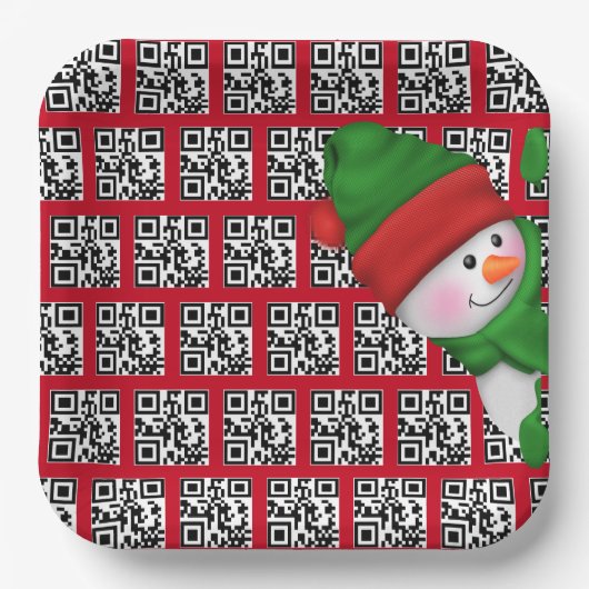 prettige feestdagen QR-codes met Snowman Papieren Bordje (Voorkant)