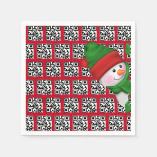 prettige feestdagen QR-codes met Snowman Servet