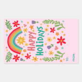 Prettige feestdagen Rainbow Schattige CUSTOM TO FR Rechthoekige Sticker (Voorkant)