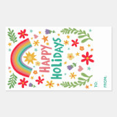 Prettige feestdagen Rainbow Schattige CUSTOM TO FR Rechthoekige Sticker (Voorkant)