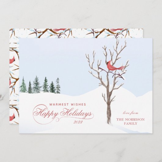 Prettige feestdagen Red Cardinal Bird Feestdagenkaart (Voorkant / Achterkant)