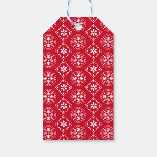 prettige feestdagen Red Cute Festive Simple Snowfl Cadeaulabel (Achterkant)