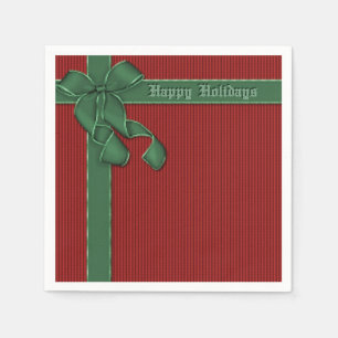 prettige feestdagen Red en Green Ribbon Napkins Servet