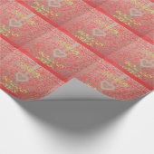 prettige feestdagen Red Glitter-hartontwerp Cadeaupapier (Hoek)