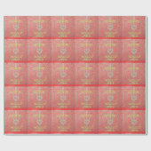 prettige feestdagen Red Glitter-hartontwerp Cadeaupapier (Vlak)