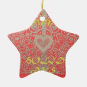 prettige feestdagen Red Glitter-hartontwerp Keramisch Ornament (Voorkant)