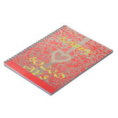 prettige feestdagen Red Glitter-hartontwerp Notitieboek (Linkerzijde)