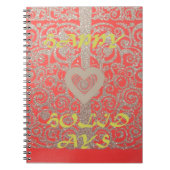 prettige feestdagen Red Glitter-hartontwerp Notitieboek (Voorkant)
