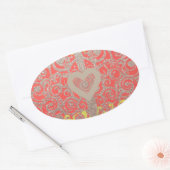 prettige feestdagen Red Glitter-hartontwerp Ovale Sticker (Envelop)