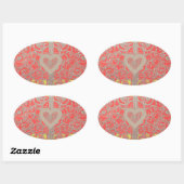 prettige feestdagen Red Glitter-hartontwerp Ovale Sticker (Vel)