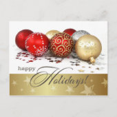 prettige feestdagen. Red Gold Baubles Feestdagenkaart (Voorkant)