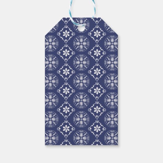 prettige feestdagen Red Navy Blue Simple Snowflake Cadeaulabel (Achterkant)