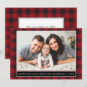 Prettige feestdagen Red Plaid Feestdagenkaart (Voorkant / Achterkant)