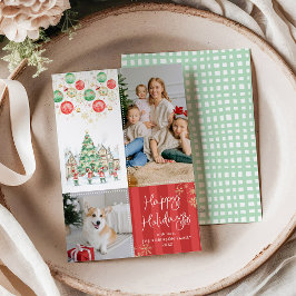 Prettige feestdagen Red Stripes Winter Village Feestdagenkaart