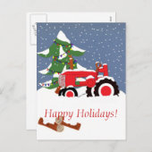 prettige feestdagen! Red Tractor Feestdagenkaart (Voorkant / Achterkant)