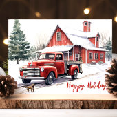 Prettige feestdagen Red Truck en Barn Kaart