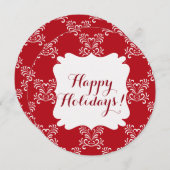 prettige feestdagen Red & White Elegant kerstKaart (Voorkant / Achterkant)