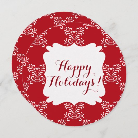 prettige feestdagen Red & White Elegant kerstKaart (Voorkant / Achterkant)