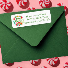 Prettige feestdagen Regenboog Hand-getrokken retou Etiket