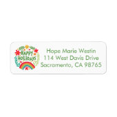 Prettige feestdagen Regenboog Hand-getrokken retou Etiket (Voorkant)