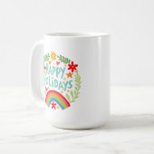 Prettige feestdagen Regenboog Schattige Hand-getro Koffiemok (Voorkant links)