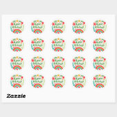 Prettige feestdagen Regenboog Schattige Hand-getro Ronde Sticker (Vel)