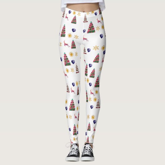 Prettige feestdagen Rendieren Leggings (Voorkant)
