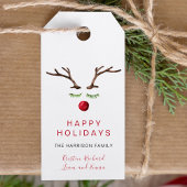 Prettige feestdagen Rendieren Waterverf Kerst Cadeaulabel