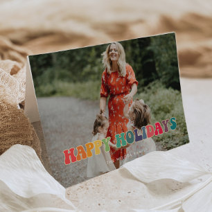 Prettige feestdagen Retro 60s Hippie Fun Foto Kaart