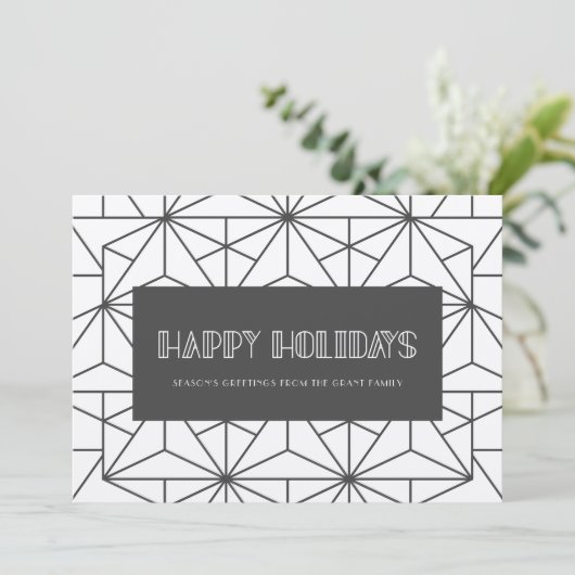 Prettige feestdagen Retro art deco Minimalistische Kaart (Staand voorkant)