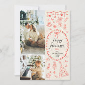 Prettige feestdagen Retro grillige hand getekend Feestdagenkaart (Voorkant)