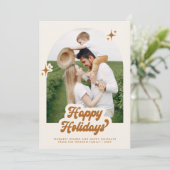 Prettige feestdagen Retro Groovy Feestdagenkaart (Staand voorkant)