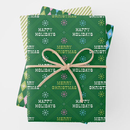 Prettige feestdagen Retro Inpakpapier Vel (In situ)