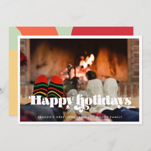  Prettige feestdagen retro script Feestdagenkaart (Voorkant / Achterkant)