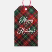 Prettige feestdagen Rode en groene Tartan Plaid Cadeaulabel (Voorkant)